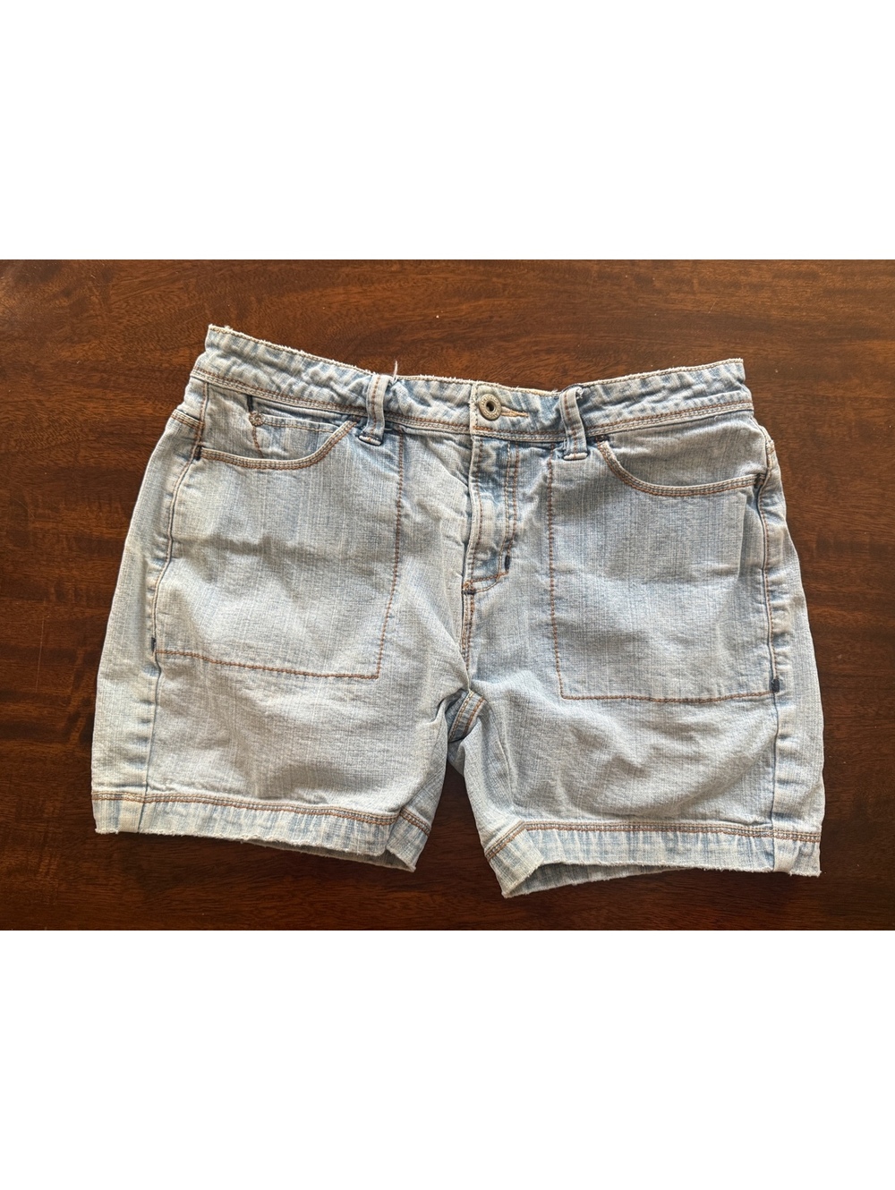 faded glory ladies size 6 light wash denim shorts stretch